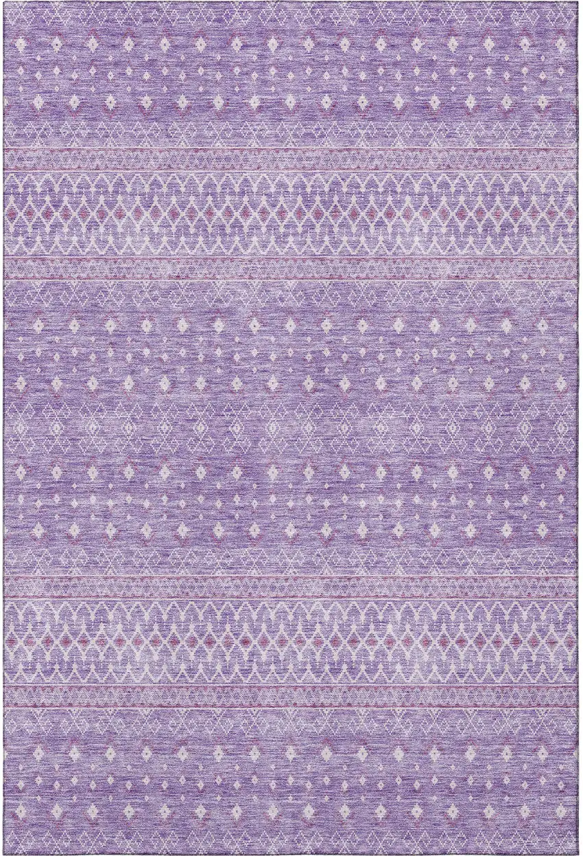 Lavender And Ivory Tribal Washable Area Rug With UV Protection Photo 4