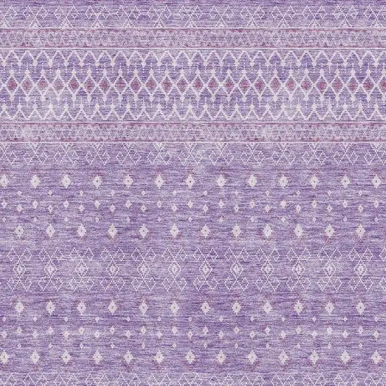 Lavender And Ivory Tribal Washable Area Rug With UV Protection Photo 5