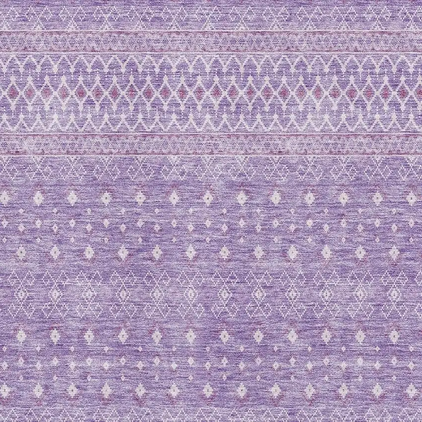 Lavender And Ivory Tribal Washable Area Rug With UV Protection Photo 5