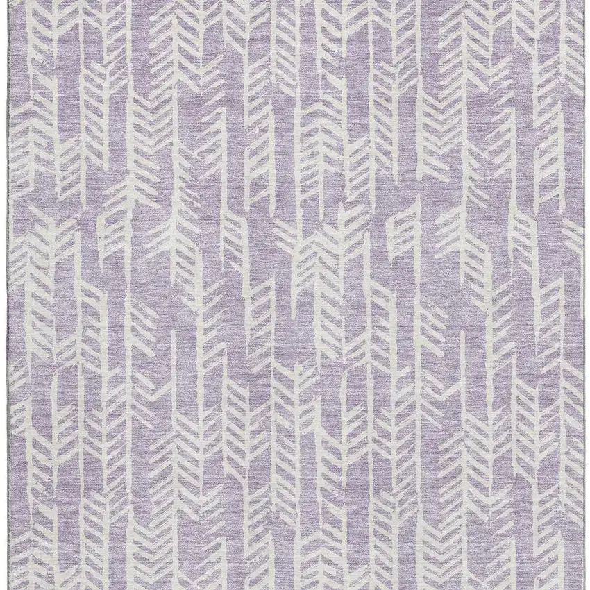 Lavender And Ivory Tribal Washable Area Rug With UV Protection Photo 3