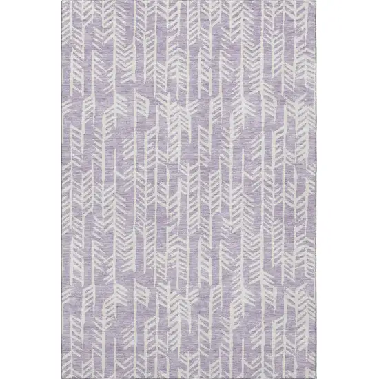 Lavender And Ivory Tribal Washable Area Rug With UV Protection Photo 4