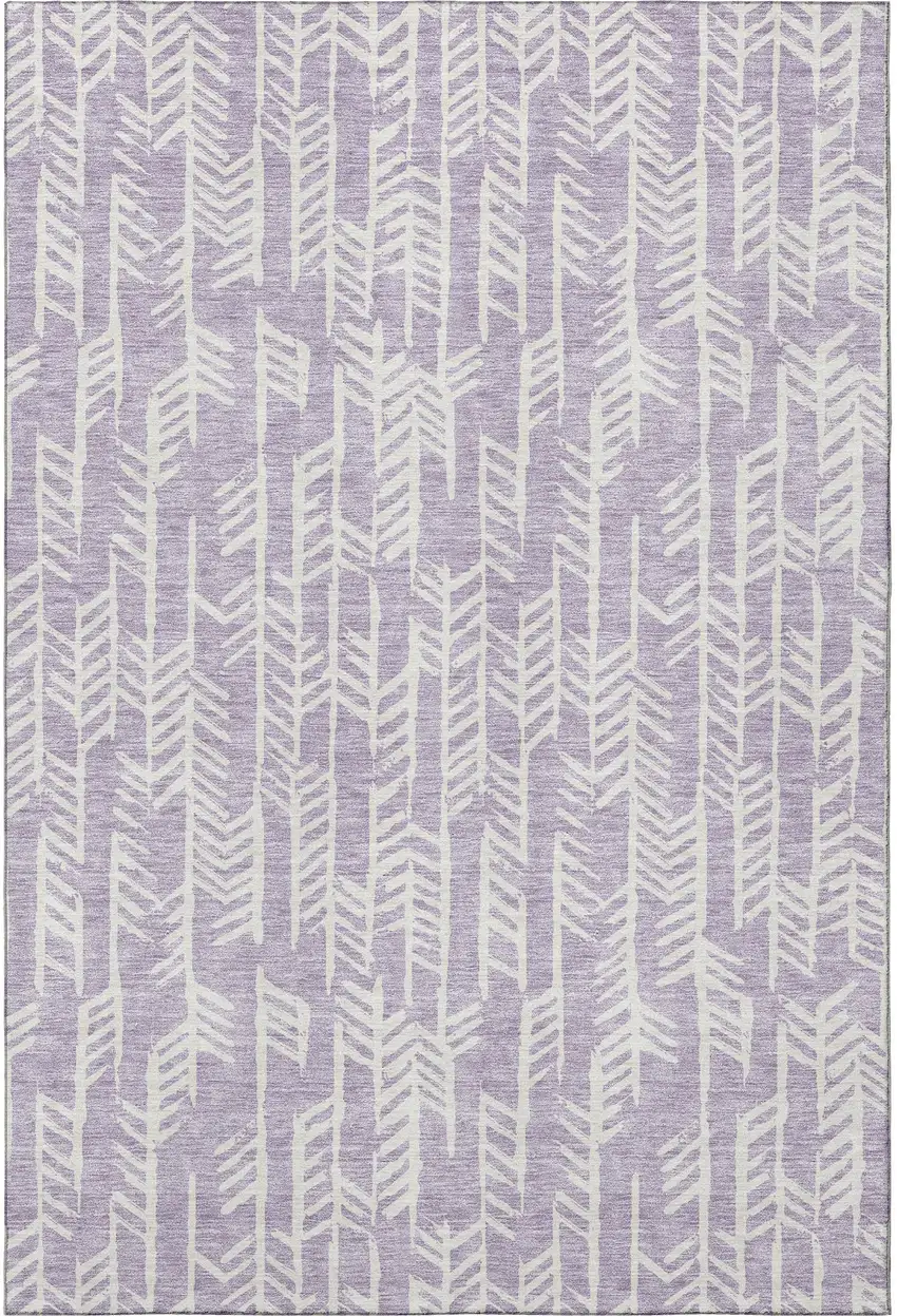 Lavender And Ivory Tribal Washable Area Rug With UV Protection Photo 4