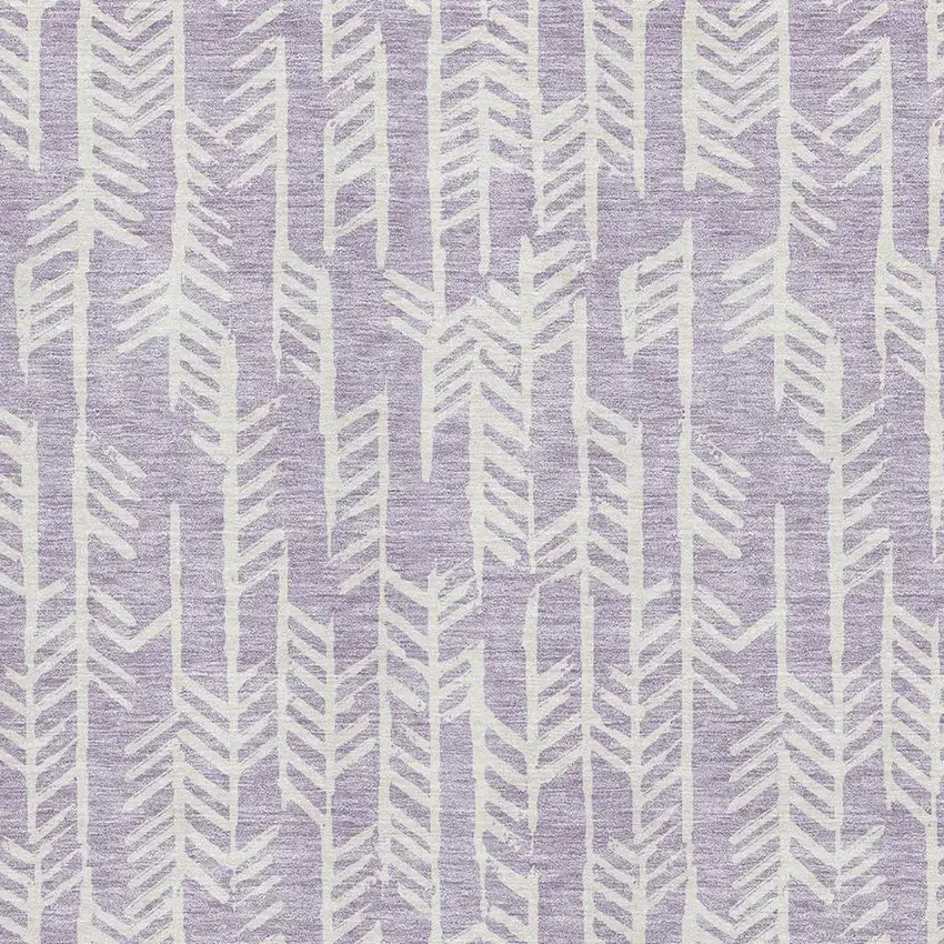 Lavender And Ivory Tribal Washable Area Rug With UV Protection Photo 3
