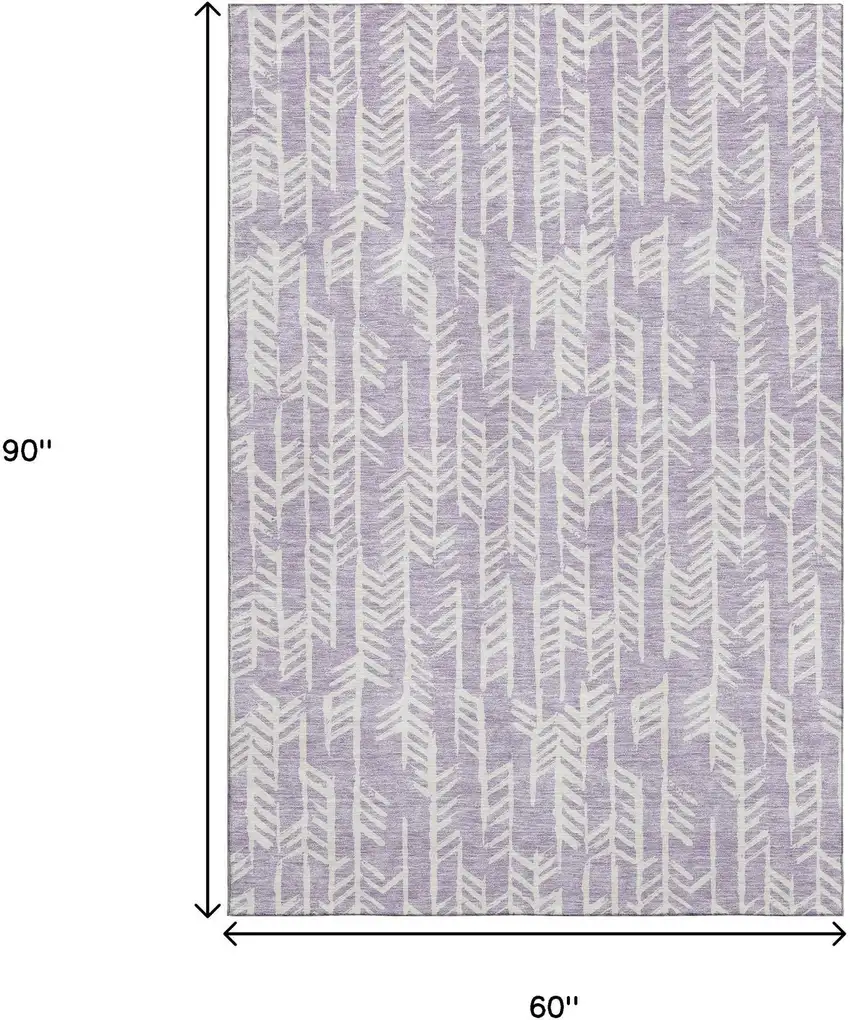 Lavender And Ivory Tribal Washable Area Rug With UV Protection Photo 3