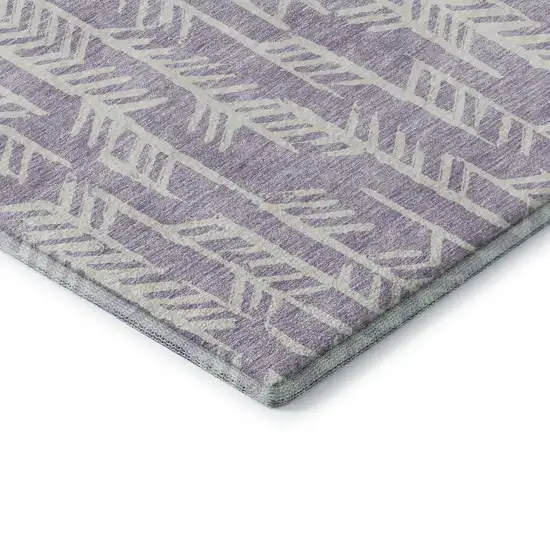 Lavender And Ivory Tribal Washable Area Rug With UV Protection Photo 8
