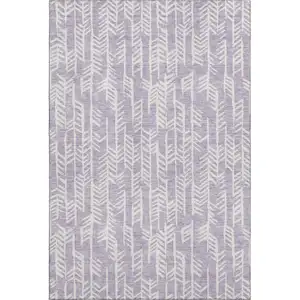 Photo of Lavender And Ivory Tribal Washable Area Rug With UV Protection