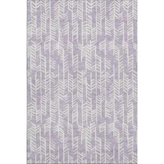 Lavender And Ivory Tribal Washable Area Rug With UV Protection Photo 1