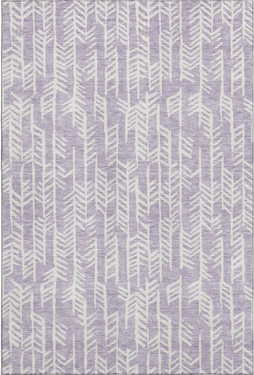 Lavender And Ivory Tribal Washable Area Rug With UV Protection Photo 1