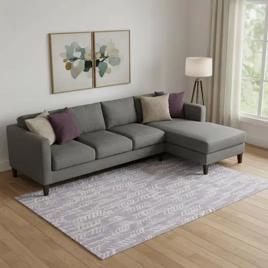 Lavender And Ivory Tribal Washable Area Rug With UV Protection Photo 1