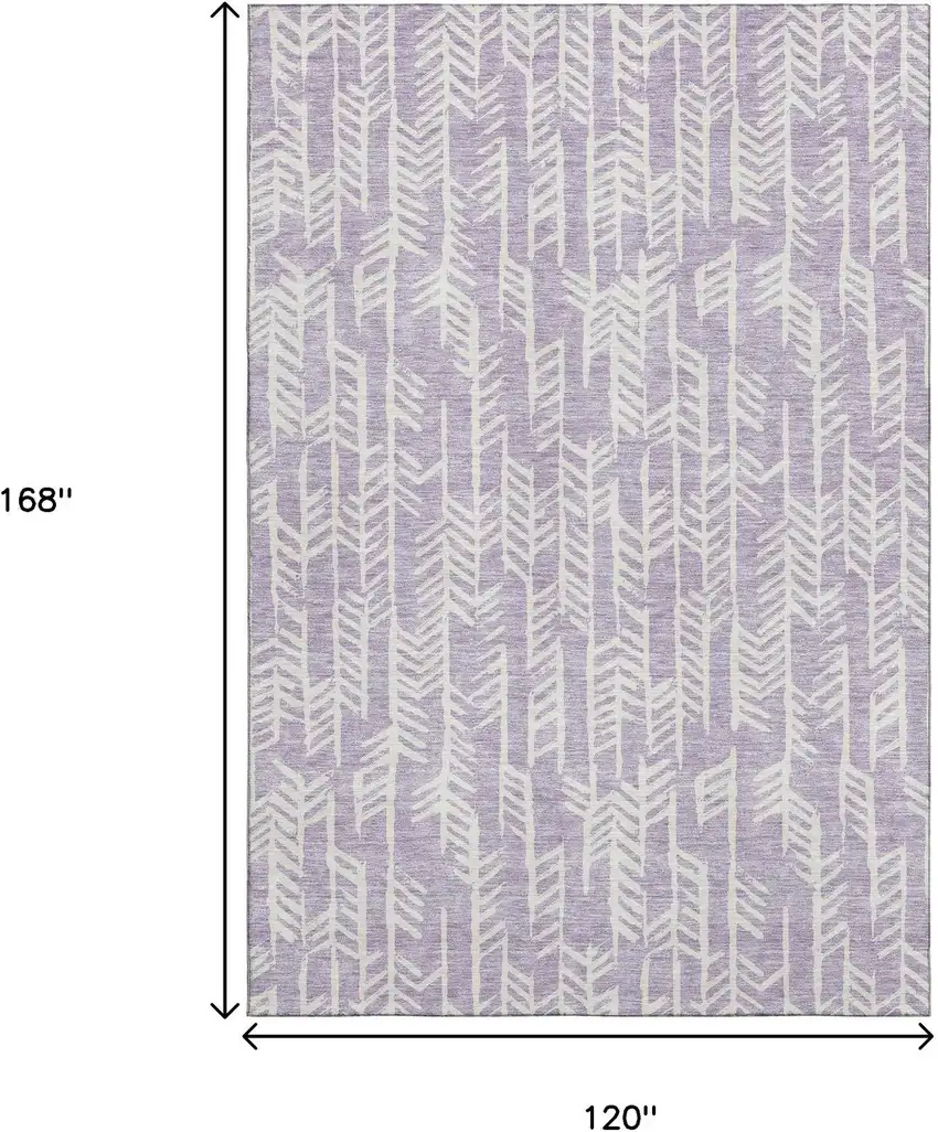 Lavender And Ivory Tribal Washable Area Rug With UV Protection Photo 3