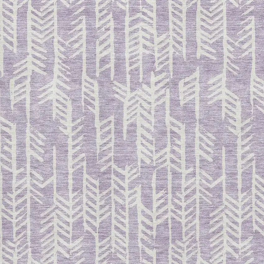 Lavender And Ivory Tribal Washable Area Rug With UV Protection Photo 3