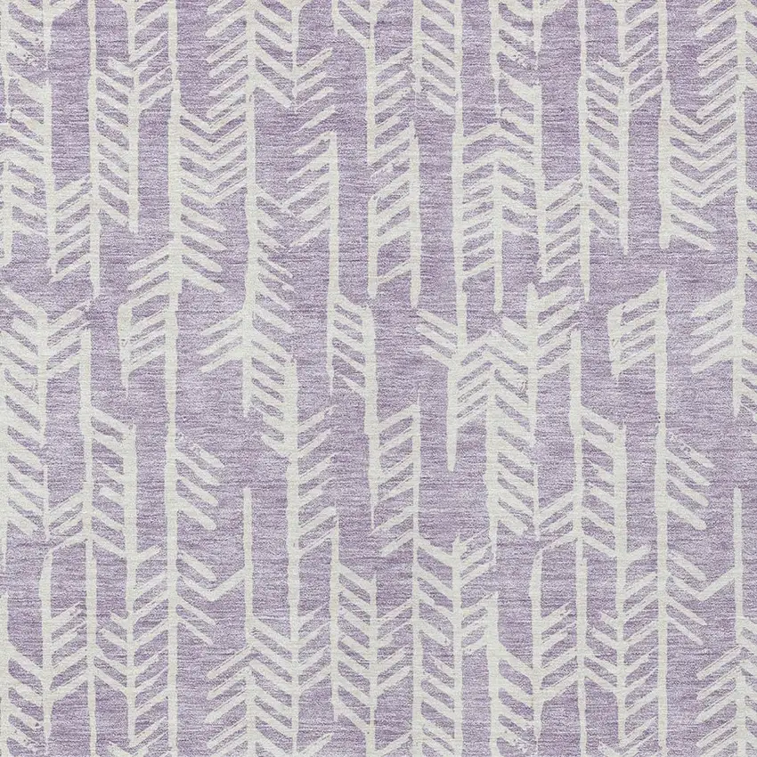 Lavender And Ivory Tribal Washable Indoor Outdoor Area Rug Photo 6