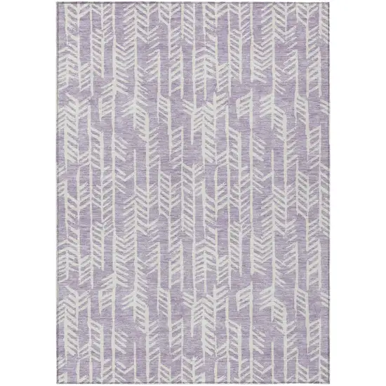Lavender And Ivory Tribal Washable Indoor Outdoor Area Rug Photo 2