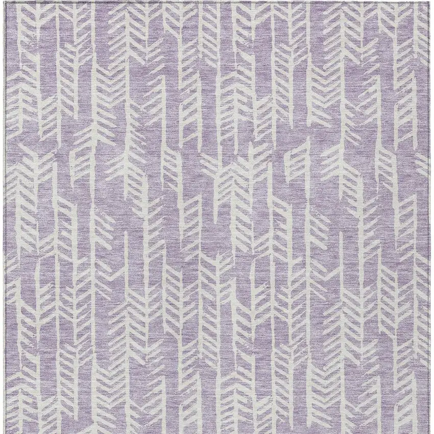 Lavender And Ivory Tribal Washable Indoor Outdoor Area Rug Photo 7