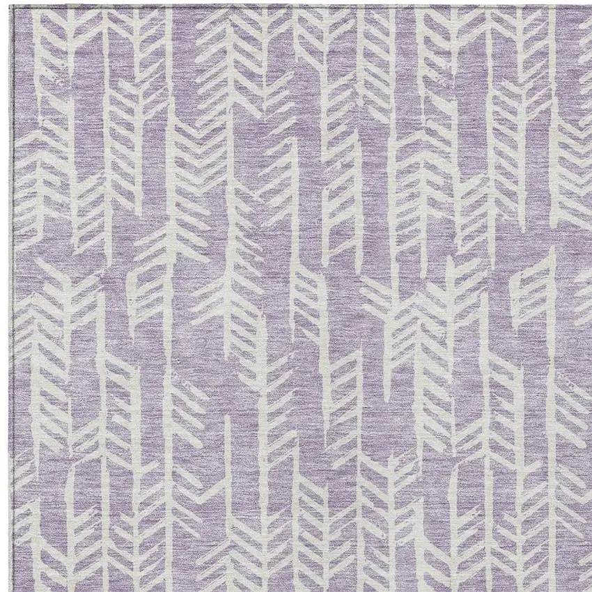 Lavender And Ivory Tribal Washable Indoor Outdoor Area Rug Photo 6