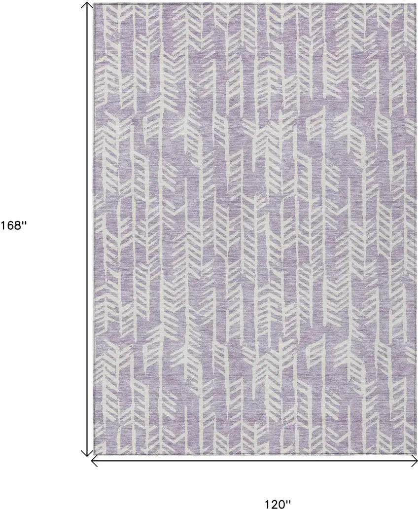 Lavender And Ivory Tribal Washable Indoor Outdoor Area Rug Photo 3