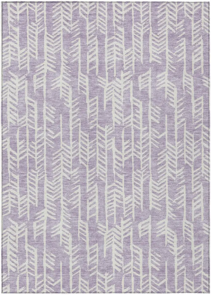 Lavender And Ivory Tribal Washable Indoor Outdoor Area Rug Photo 2