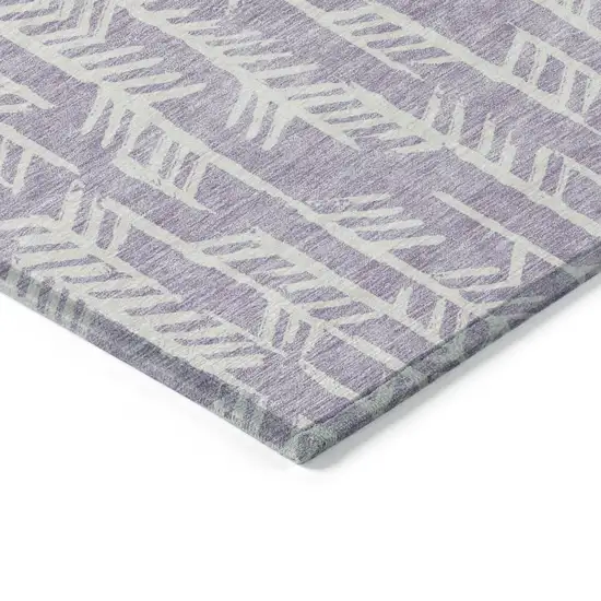 Lavender And Ivory Tribal Washable Indoor Outdoor Area Rug Photo 5