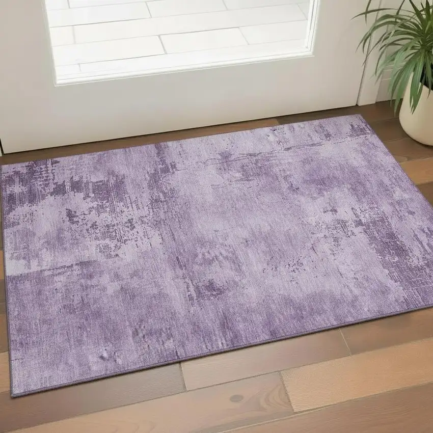 Lavender And Lilac Abstract Washable Area Rug With UV Protection Photo 2