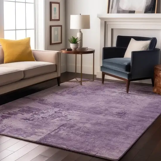 Lavender And Lilac Abstract Washable Area Rug With UV Protection Photo 4