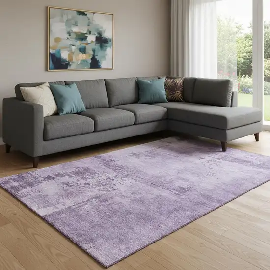 Lavender And Lilac Abstract Washable Area Rug With UV Protection Photo 2