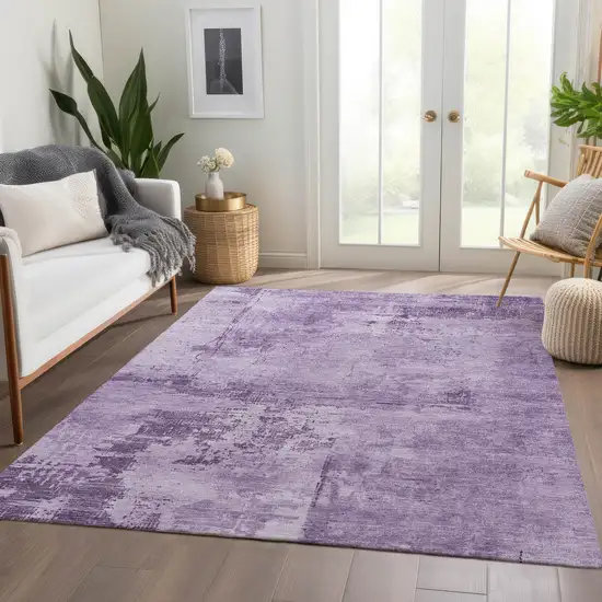 Lavender And Lilac Abstract Washable Area Rug With UV Protection Photo 5