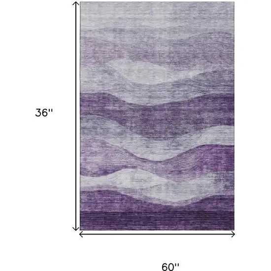 Lavender And Lilac Abstract Washable Area Rug With UV Protection Photo 3