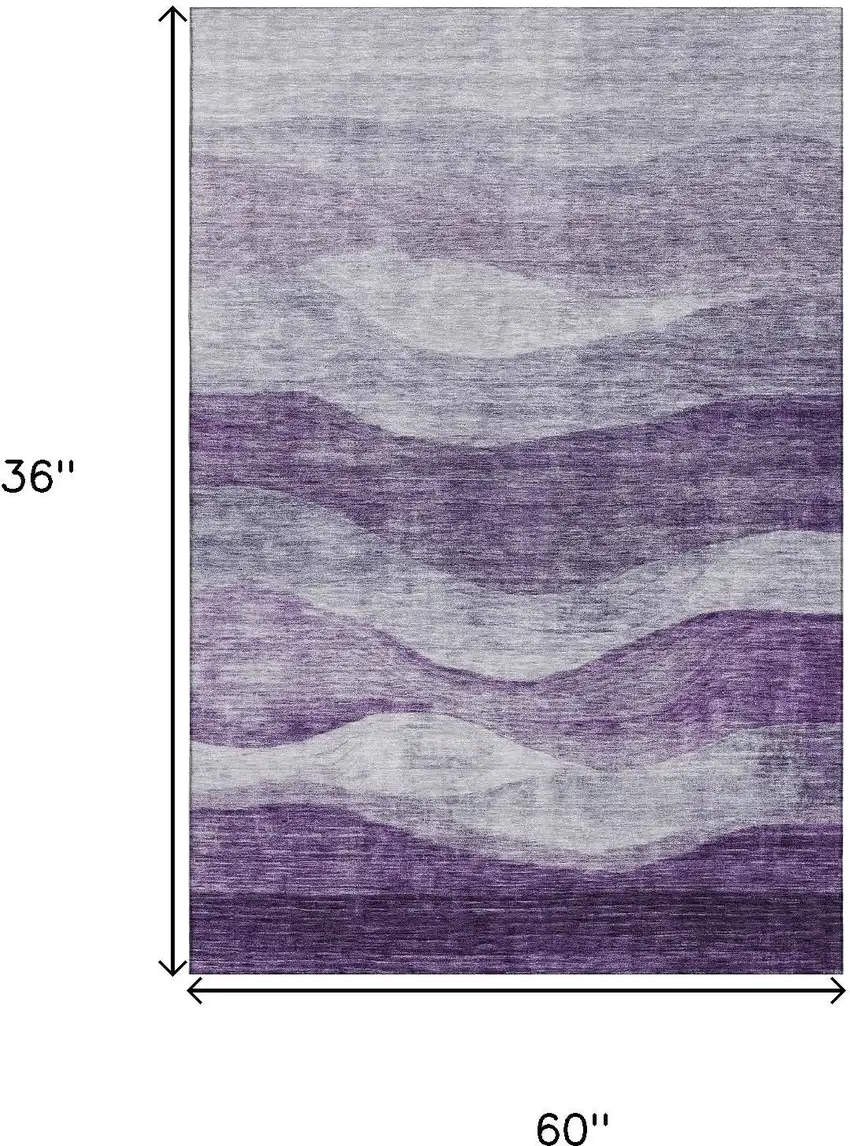 Lavender And Lilac Abstract Washable Area Rug With UV Protection Photo 3