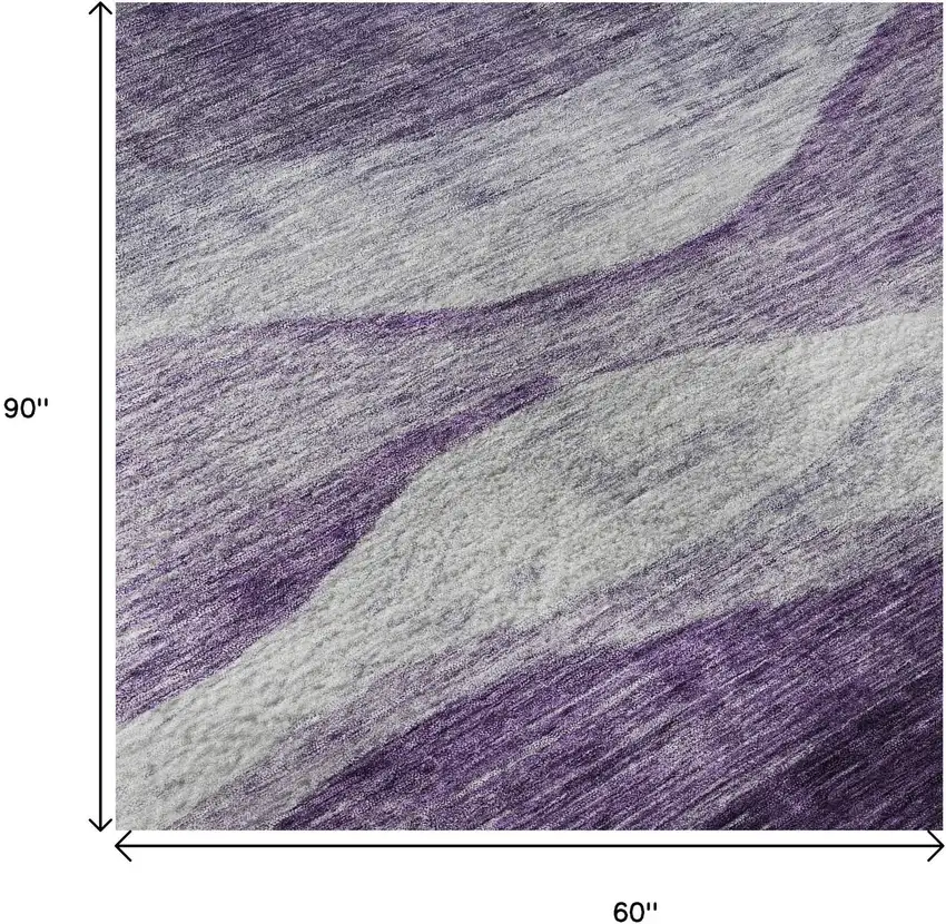 Lavender And Lilac Abstract Washable Area Rug With UV Protection Photo 9