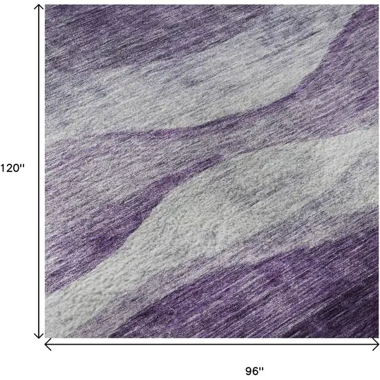 Lavender And Lilac Abstract Washable Area Rug With UV Protection Photo 9