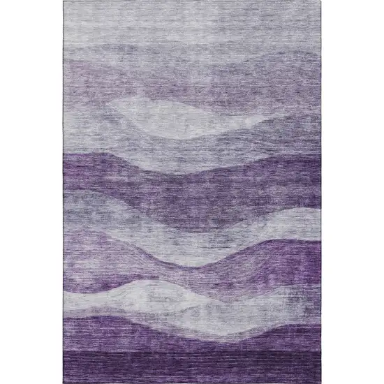 Lavender And Lilac Abstract Washable Area Rug With UV Protection Photo 6