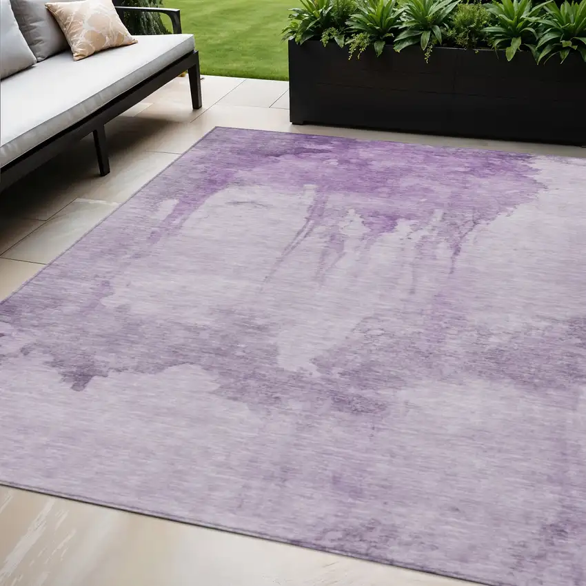 Lavender And Lilac Abstract Washable Indoor Outdoor Area Rug Photo 2