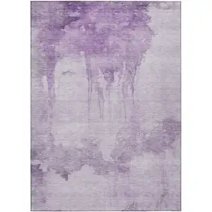 Photo of Lavender And Lilac Abstract Washable Indoor Outdoor Area Rug
