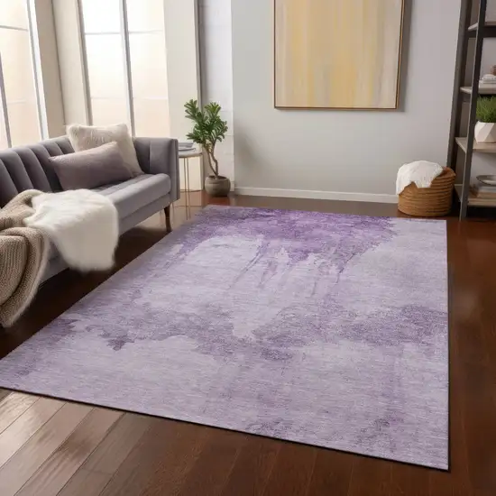 Lavender And Lilac Abstract Washable Indoor Outdoor Area Rug Photo 7