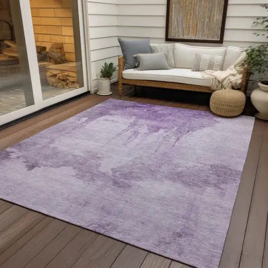 Lavender And Lilac Abstract Washable Indoor Outdoor Area Rug Photo 5