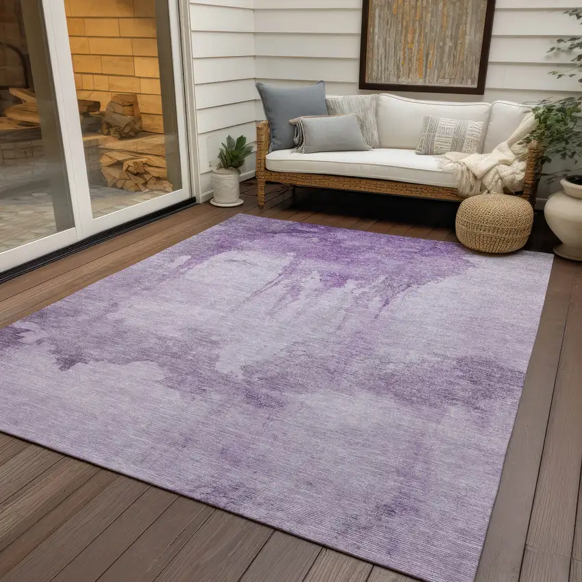 Lavender And Lilac Abstract Washable Indoor Outdoor Area Rug Photo 5