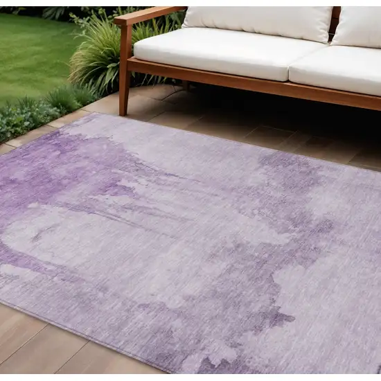 Lavender And Lilac Abstract Washable Indoor Outdoor Area Rug Photo 2