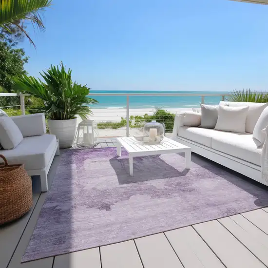 Lavender And Lilac Abstract Washable Indoor Outdoor Area Rug Photo 8