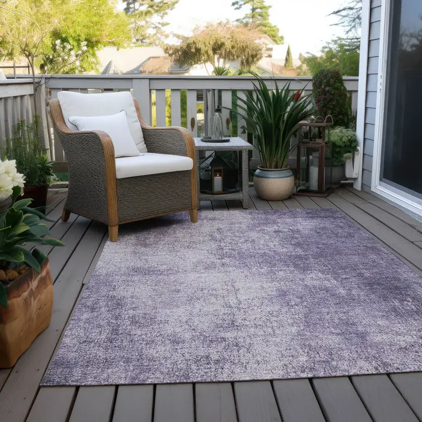 Lavender And Lilac Abstract Washable Indoor Outdoor Area Rug Photo 5