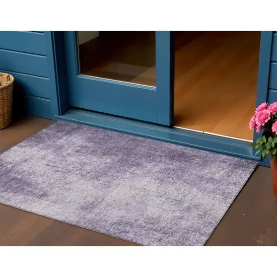 Lavender And Lilac Abstract Washable Indoor Outdoor Area Rug Photo 2