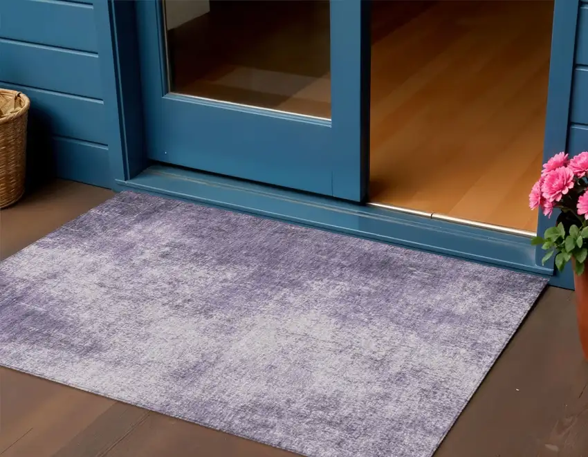 Lavender And Lilac Abstract Washable Indoor Outdoor Area Rug Photo 2