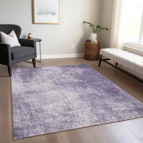 Lavender And Lilac Abstract Washable Indoor Outdoor Area Rug Photo 6