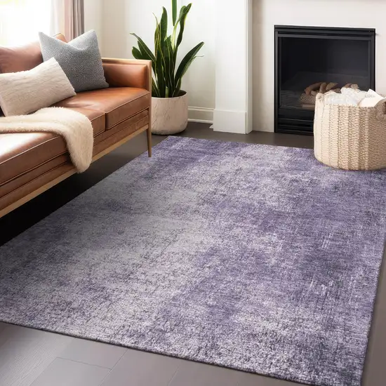 Lavender And Lilac Abstract Washable Indoor Outdoor Area Rug Photo 5