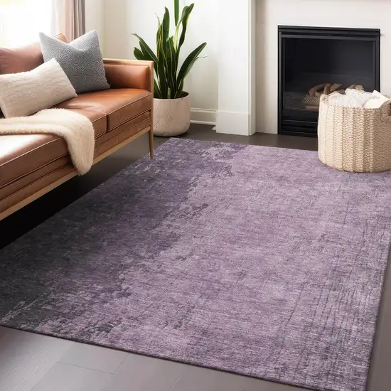 Lavender And Lilac Abstract Washable Indoor Outdoor Area Rug Photo 5
