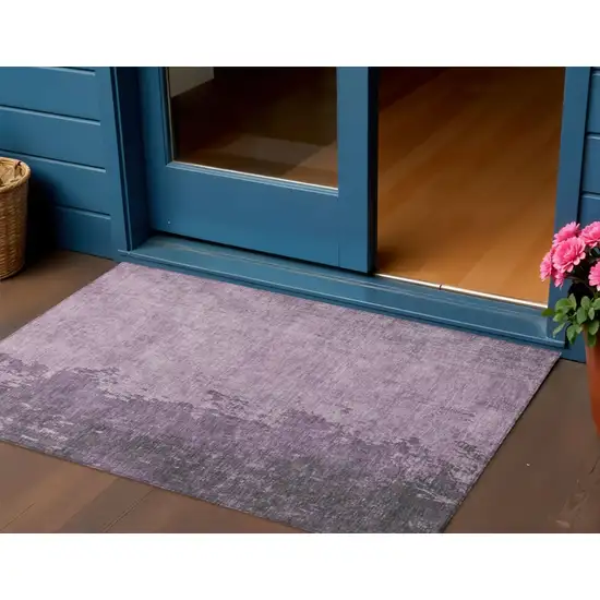 Lavender And Lilac Abstract Washable Indoor Outdoor Area Rug Photo 2
