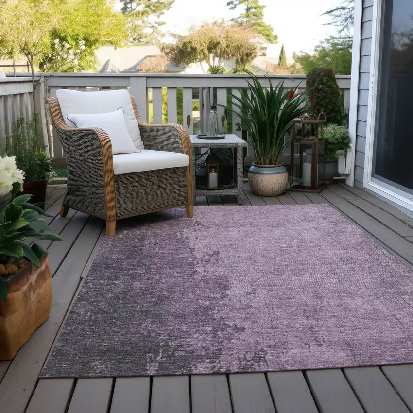 Lavender And Lilac Abstract Washable Indoor Outdoor Area Rug Photo 4