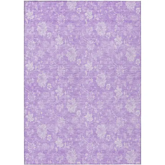 Lavender And Lilac Floral Washable Indoor Outdoor Area Rug Photo 2
