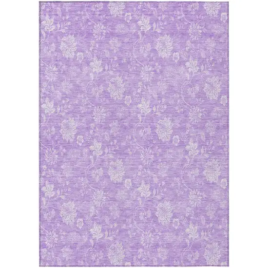 Lavender And Lilac Floral Washable Indoor Outdoor Area Rug Photo 2