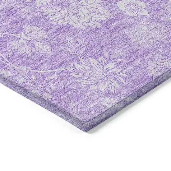 Lavender And Lilac Floral Washable Indoor Outdoor Area Rug Photo 4