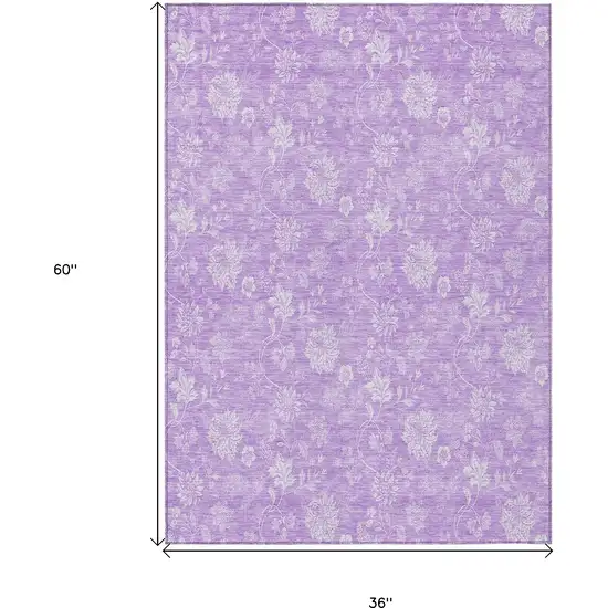 Lavender And Lilac Floral Washable Indoor Outdoor Area Rug Photo 3